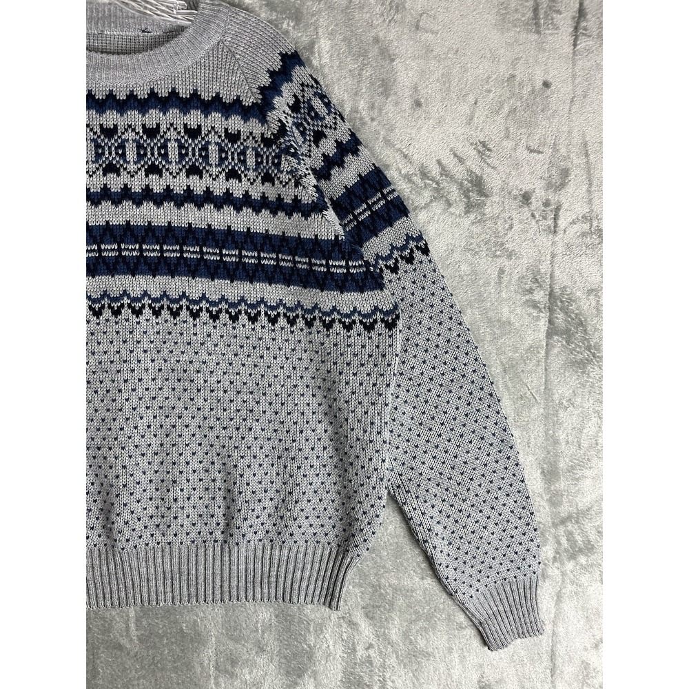 Vintage 80s 90s Crew Neck Grandpa Sweater Mens XL Gray Grunge Retro Academia - Picture 5 of 12